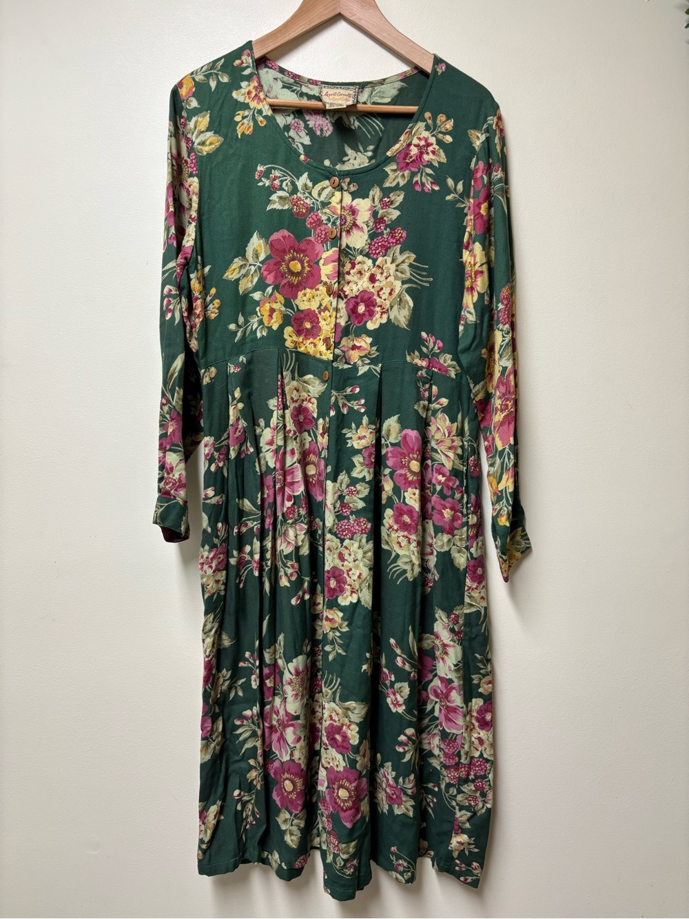 April Cornell - Cornell Trading Vintage  forest green long-sleeve midi dress SM